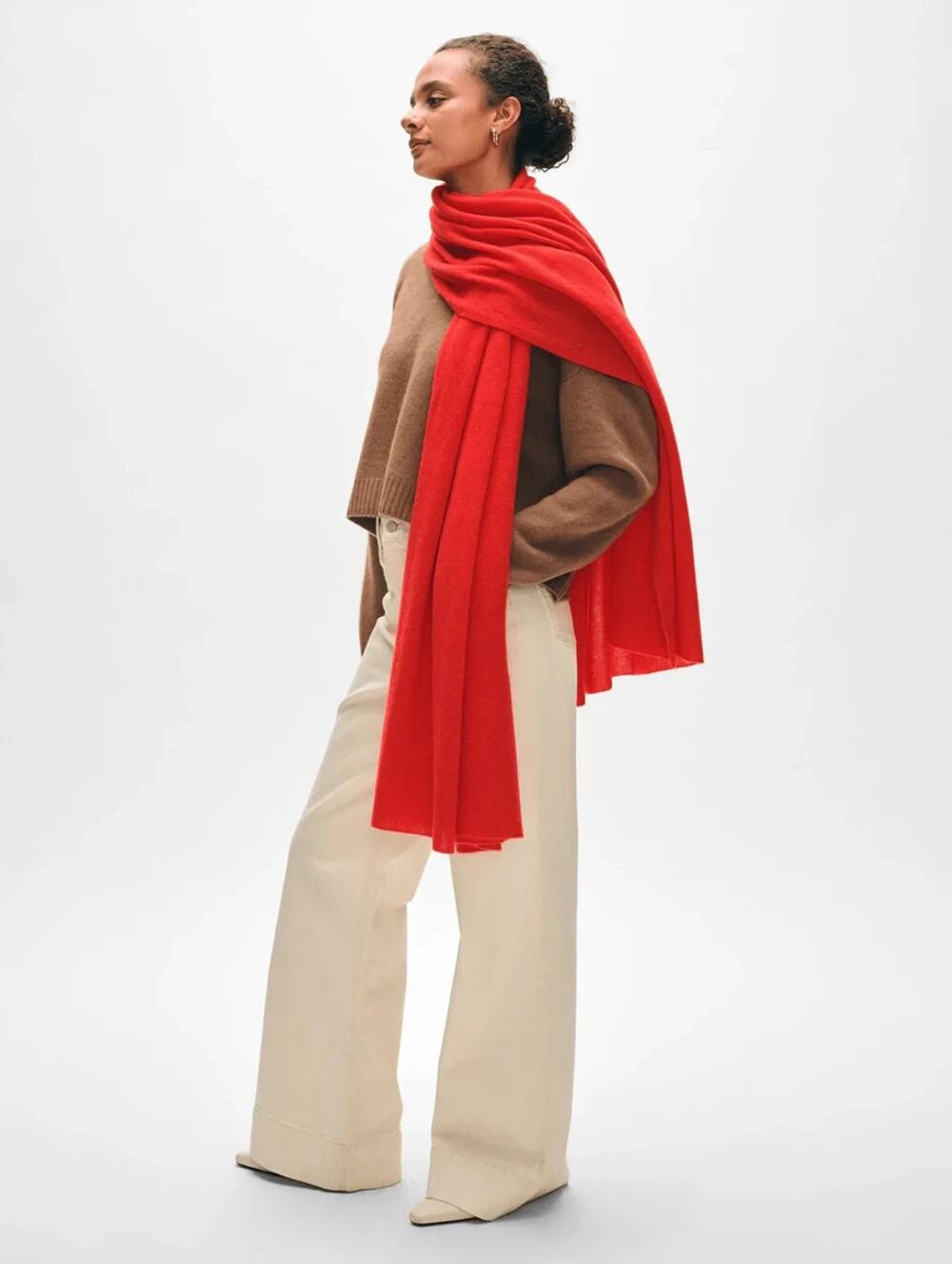 NWT White + Warren 100% Cashmere Travel Wrap 81'' X 36'' Desert Red #9C604